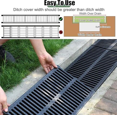 Drainage Grille Drainage Channel Grille Cover, Outdoor Plastic Drainage Ditch Platform, Courtyard/Terrace/Sidewalk/Farm Rainwater Ditch Filter(20x4cm) in Saudi Arabia