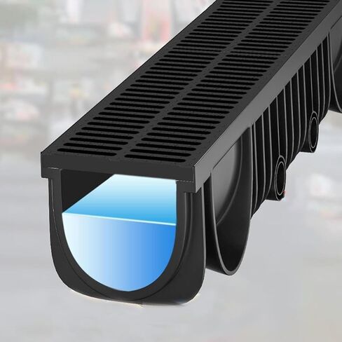 Drainage Grille High Underground Gutter Drainage System, Heavy Duty U-Channel Drain for Garage Car Park Lot Concrete, Black Sewers(29 * 100 * 24 * 2cm) in Kuwait