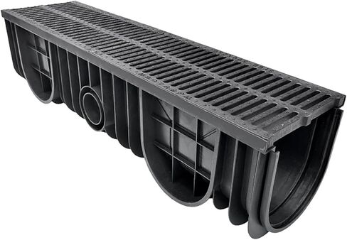 Drainage Grille Hdpe Trench Drainage System, Black Channel Drainage and Plastic Grille, Courtyard Drainage Channel Connector, Easy to Install(100x25x3cm) in Kuwait