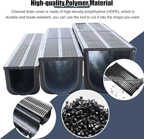 Drainage Grille HDPE Trench Drainage Ditch with Outdoor Grille, Trench Drainage Ditch French Drainage Grille, Drainage Ditch Kit Polymer Drainage Filter(W-30cm(11.8") x H-30cm(11.8")) in Kuwait