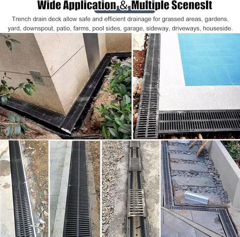 Drainage Grille HDPE Trench Drainage Ditch with Outdoor Grille, Trench Drainage Ditch French Drainage Grille, Drainage Ditch Kit Polymer Drainage Filter(W-30cm(11.8") x H-30cm(11.8")) in Kuwait