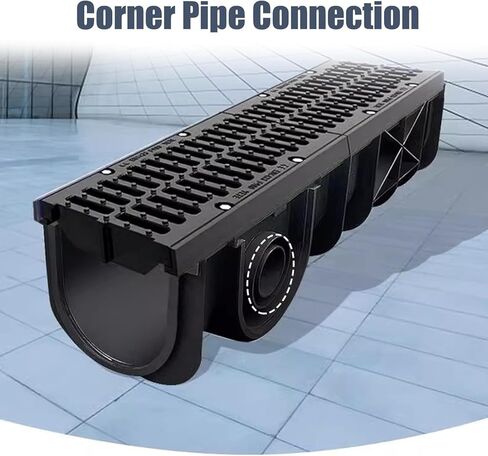 Drainage Grille HDPE Trench Drainage Ditch with Outdoor Grille, Trench Drainage Ditch French Drainage Grille, Drainage Ditch Kit Polymer Drainage Filter(W-30cm(11.8") x H-30cm(11.8")) in Kuwait
