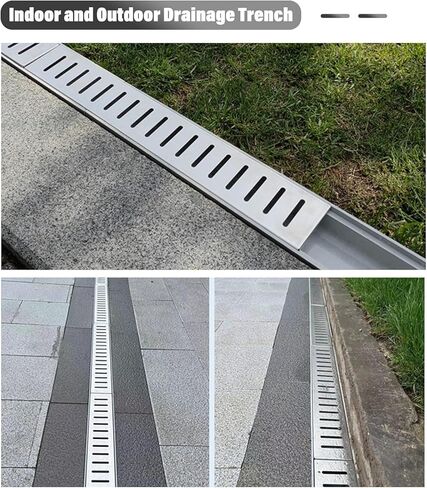 Drainage Grille Channel Drains Outdoor Heavy Duty, Trench Drain System for Basement Yard Pool Deck Driveway Concrete Floor Trough in Kuwait