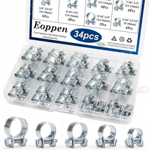 52pcs مجموعة تشويش خط الوقود ، 8-18 مم حناية الوقود خط خرطوم خط خرطوم الغاز وقابل للتعديل 1/4inch-1-1/8inch (6-29mm) 304 مشبك خرطوم الفولاذ المقاوم للصدأ من أجل السيارات ، خط الوقود (10 أحجام) in Kuwait