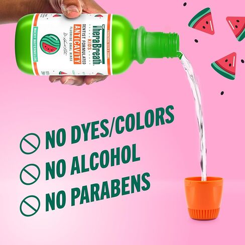 TheraBreath Kids Mouthwash with Fluoride, Organic Wacky Watermelon, Anticavity, 16 fl oz (2 Pack) in Kuwait