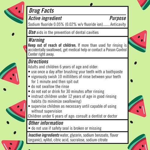 TheraBreath Kids Mouthwash with Fluoride, Organic Wacky Watermelon, Anticavity, 16 fl oz (2 Pack) in Kuwait