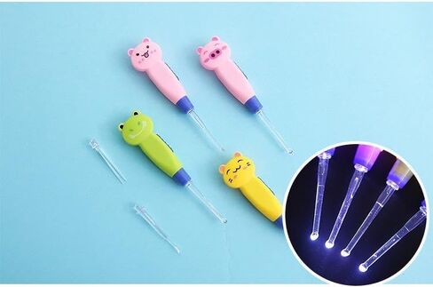 2pcs Ear Wax Removal LED Light Illuminated Ear Pick Remover,Cute Flashlight Earpick,Earwax Cleaning and Removal Tools for Adults and Children Ear Safe (Yellow cat & Pink Pig) in Kuwait