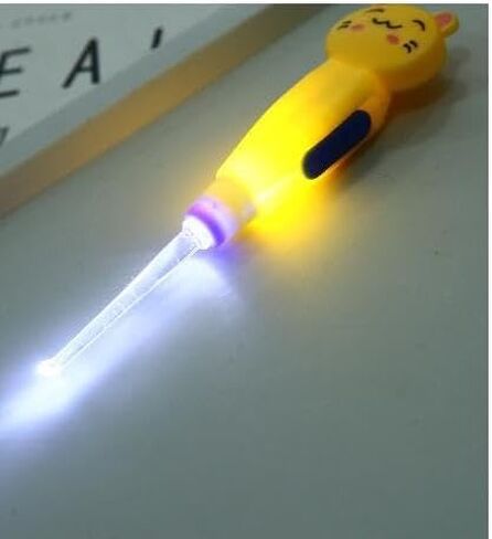 2pcs Ear Wax Removal LED Light Illuminated Ear Pick Remover,Cute Flashlight Earpick,Earwax Cleaning and Removal Tools for Adults and Children Ear Safe (Yellow cat & Pink Pig) in Kuwait