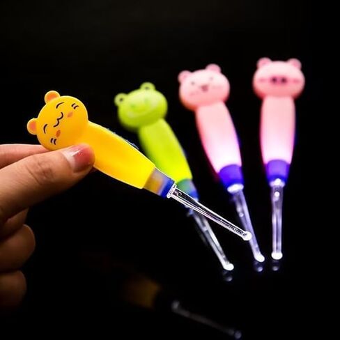 2pcs Ear Wax Removal LED Light Illuminated Ear Pick Remover,Cute Flashlight Earpick,Earwax Cleaning and Removal Tools for Adults and Children Ear Safe (Yellow cat & Pink Pig) in Kuwait