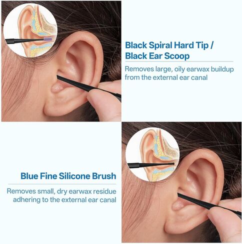 12 Pcs Double Sided Head Ear Wax Removal Tool, Spiral Soft Silicone Ears Cleaning Kit Reusable Safe Ears Scratcher Scoop Tool Ear Picker Flexible Earwax Cleaners for Olders Adult Kids in Saudi Arabia