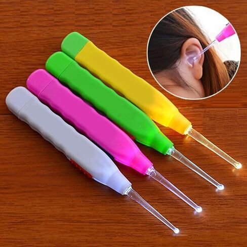 Naroote Ear Wax Removal Tool With LED Light, LED Light Ear Remover Baby LED Light Ear Pick Flashlight Ear Wax Cleaning Tool Remover Device With 3 Ear Spoon Light Ear Remover for Infant in Saudi Arabia