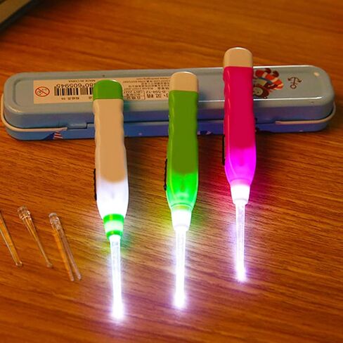 Naroote Ear Wax Removal Tool With LED Light, LED Light Ear Remover Baby LED Light Ear Pick Flashlight Ear Wax Cleaning Tool Remover Device With 3 Ear Spoon Light Ear Remover for Infant in Saudi Arabia