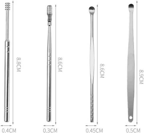 Ear Wax Removal Tool Kit, 6 Piece Stainless Steel Earwax Remover Set with Spoon and Curette, Ear Cleaning Tools with Yellow Carrying Case in Saudi Arabia