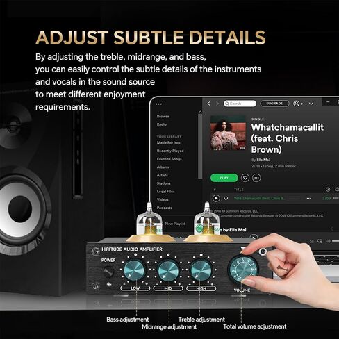 مضخم صوت أنبوبي VE-200، مضخم طاقة ستيريو منزلي بقناتين لمضخم الصوت HiFi، مكونات للصوت الدافئ والشفاف، متوافق مع DVD/CD، MP3، TV Box، الكمبيوتر، الهاتف الخلوي in Kuwait