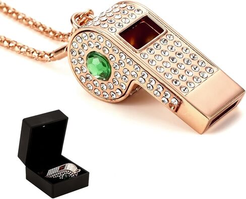Metal Chain Rhinestone Whistle, Necklace Whistle, Suitable for Coaches, Referees,Lifeguard, Sports Activities (Gold) in Saudi Arabia