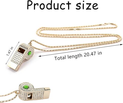 Metal Chain Rhinestone Whistle, Necklace Whistle, Suitable for Coaches, Referees,Lifeguard, Sports Activities (Gold) in Saudi Arabia