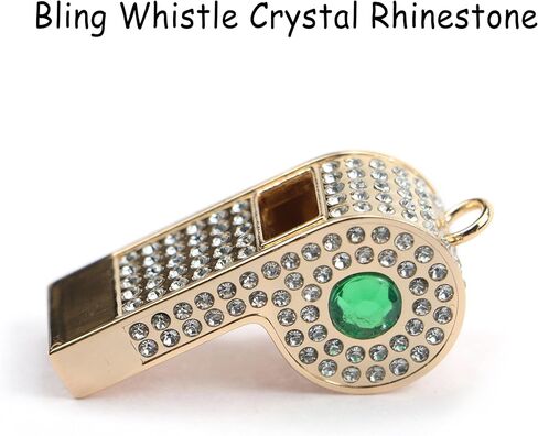 Metal Chain Rhinestone Whistle, Necklace Whistle, Suitable for Coaches, Referees,Lifeguard, Sports Activities (Gold) in Saudi Arabia