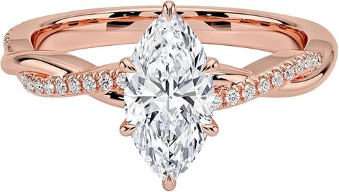 1-3 CT Marquise Moissanite Engagement Ring Colorless VVS1 10K 14K 18K Solid Gold & 925 Sterling Silver Twisted Vines Moissanite Ring Christmas Gift For Women (Main Stone : 2 Carat, Yellow) in Saudi Arabia
