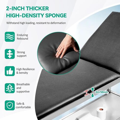 Adjustable Patient Treatment Table，Doctor Bed with Folding Legs is Stable and Durable，Folding Medical Exam Table Holds 500 lbs，for Clinical Examination 、Massage Table、Spa Beds、Beauty in Kuwait