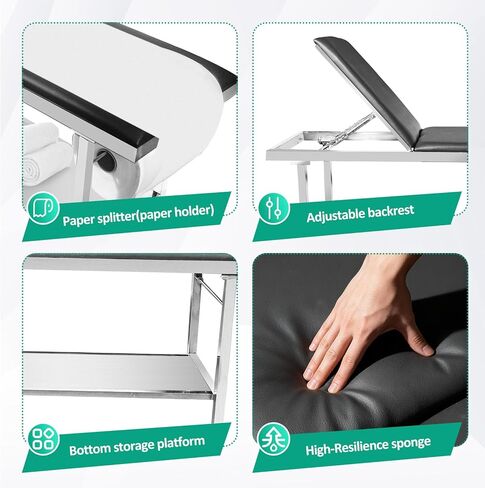 Adjustable Patient Treatment Table，Doctor Bed with Folding Legs is Stable and Durable，Folding Medical Exam Table Holds 500 lbs，for Clinical Examination 、Massage Table、Spa Beds、Beauty in Kuwait