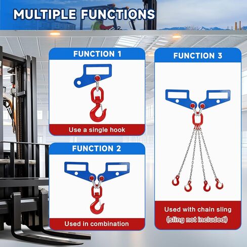 2 Pack Forklift Lifting Hook, Heavy Duty Fork Mounted Lifting Hook 6600 LBS, 360° Swivel Hook and Double Shackle, Forklift Lifting Hook Attachment, Fit for Standard Forklift/Tractor Forks in Kuwait