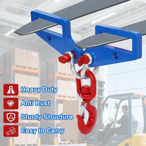 2 Pack Forklift Lifting Hook, Heavy Duty Fork Mounted Lifting Hook 6600 LBS, 360° Swivel Hook and Double Shackle, Forklift Lifting Hook Attachment, Fit for Standard Forklift/Tractor Forks in Kuwait