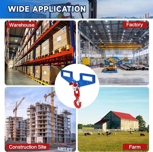 2 Pack Forklift Lifting Hook, Heavy Duty Fork Mounted Lifting Hook 6600 LBS, 360° Swivel Hook and Double Shackle, Forklift Lifting Hook Attachment, Fit for Standard Forklift/Tractor Forks in Kuwait