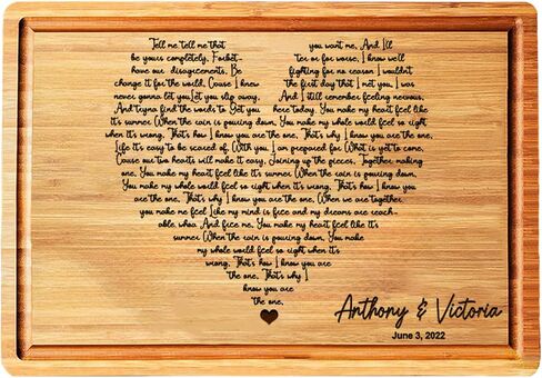 Personalized Cutting Board Wedding Heart Song Lyrics Couple Gifts - Customized Romantic Best Anniversary Gifts for Her - For Him, For Husband, For Wife in Kuwait