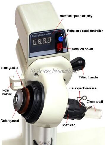 عبر International SE05-S1.110 Ai SolventVap 0.5 جالون/2 لتر مبخر دوار مع مبرد ومضخة تفريغ، 110 فولت in Kuwait