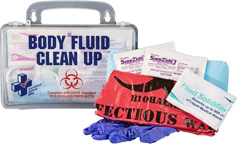 Certified Safety Mfg Bloodborne Pathogen Kit OSHA Certified - 22pc USA-Made Bodily Fluid and Vomit Clean Up Kit with a Fluid Solidifier, PPE Equipment, and More - Biohazard Cleanup Supplies and Tools in Saudi Arabia