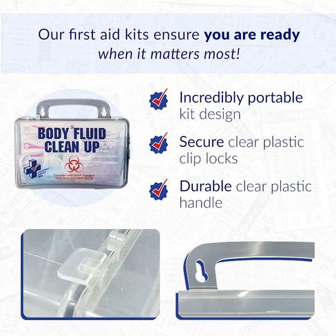 Certified Safety Mfg Bloodborne Pathogen Kit OSHA Certified - 22pc USA-Made Bodily Fluid and Vomit Clean Up Kit with a Fluid Solidifier, PPE Equipment, and More - Biohazard Cleanup Supplies and Tools in Saudi Arabia