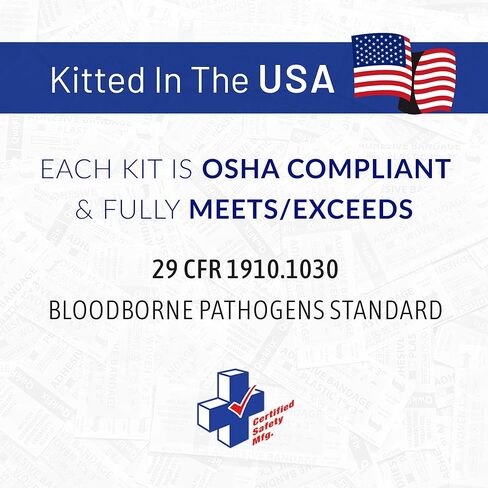 Certified Safety Mfg Bloodborne Pathogen Kit OSHA Certified - 22pc USA-Made Bodily Fluid and Vomit Clean Up Kit with a Fluid Solidifier, PPE Equipment, and More - Biohazard Cleanup Supplies and Tools in Saudi Arabia