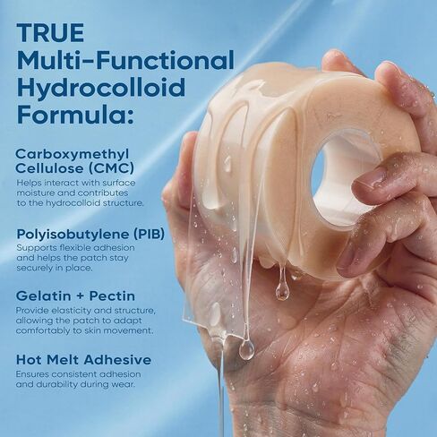 لفة غرواني مائي من الدرجة الطبية للعناية بالجروح، 2 بوصة × 16.4 قدم، ضمادات غرواني مائي مقاومة للماء ولفائف تصحيح البثور، رقع بحجم مناسب لحب الشباب والبثور والحروق والجروح الطفيفة in Kuwait