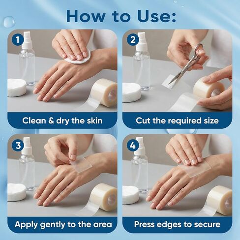 لفة غرواني مائي من الدرجة الطبية للعناية بالجروح، 2 بوصة × 16.4 قدم، ضمادات غرواني مائي مقاومة للماء ولفائف تصحيح البثور، رقع بحجم مناسب لحب الشباب والبثور والحروق والجروح الطفيفة in Kuwait