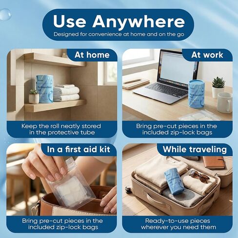 لفة غرواني مائي من الدرجة الطبية للعناية بالجروح، 2 بوصة × 16.4 قدم، ضمادات غرواني مائي مقاومة للماء ولفائف تصحيح البثور، رقع بحجم مناسب لحب الشباب والبثور والحروق والجروح الطفيفة in Kuwait