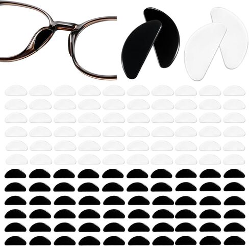 Konohan 60 Pairs Eyeglass Nose Pads 1 mm Ultra Thin Stick on Eyeglass Nose Pad D-Shape Anti-Slip Adhesive Pads Mix Color (30 Clear + 30 Black) Long-Lasting for Glasses Sunglasses in Saudi Arabia
