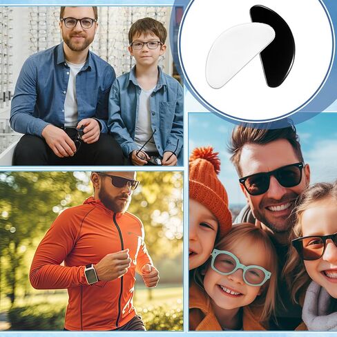 Konohan 60 Pairs Eyeglass Nose Pads 1 mm Ultra Thin Stick on Eyeglass Nose Pad D-Shape Anti-Slip Adhesive Pads Mix Color (30 Clear + 30 Black) Long-Lasting for Glasses Sunglasses in Saudi Arabia