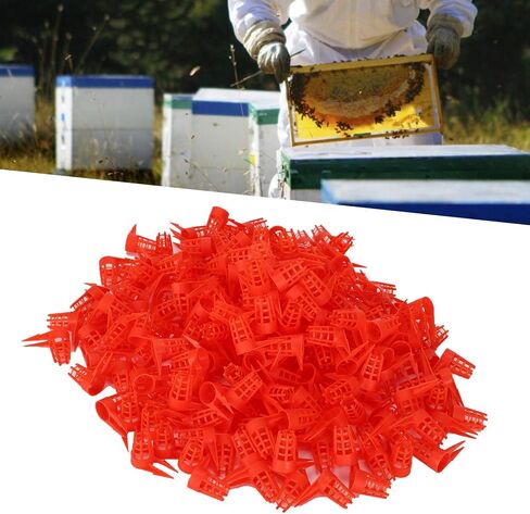 Pssopp 250Pcs Queen Bee Cages, and Reliable, Excellent Design, Premium Material, Easy to Use, with Double Spikes for Bee Queens, Protective Cell Cover for Beekeeping Rearing Cup Kit in Saudi Arabia