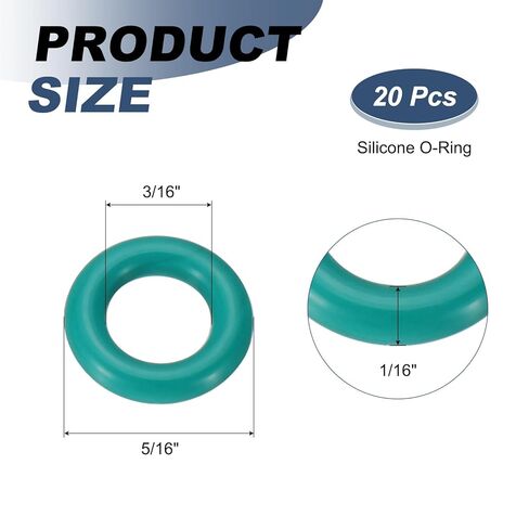 uxcell 20Pcs AS568 AS-008 Fluorine Rubber O-Ring, 70A Durometer, 3/16" ID, 5/16" OD, 1/16" Width Sealing Gasket for Automotive Machine Pipe Valves, -20°C-230 °C, Green in Saudi Arabia