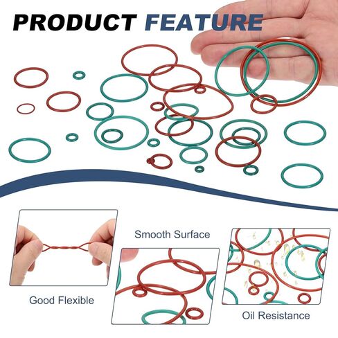 uxcell 20Pcs AS568 AS-008 Fluorine Rubber O-Ring, 70A Durometer, 3/16" ID, 5/16" OD, 1/16" Width Sealing Gasket for Automotive Machine Pipe Valves, -20°C-230 °C, Green in Saudi Arabia