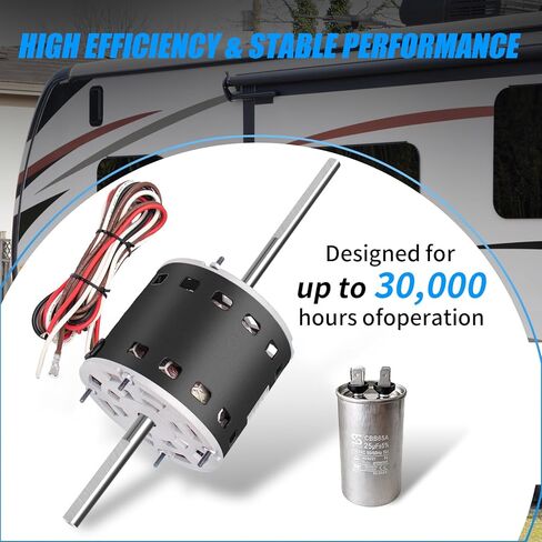 محرك مروحة تيار متردد RV مع مكثف، 1/3 حصان، 115 فولت، 1675 دورة في الدقيقة، بديل لـ Fasco D1092، متوافق مع Coleman Mach 6000، سلسلة 8000، موديلات 48004، 48014، 48064، Airxcel 48254C966 in Kuwait