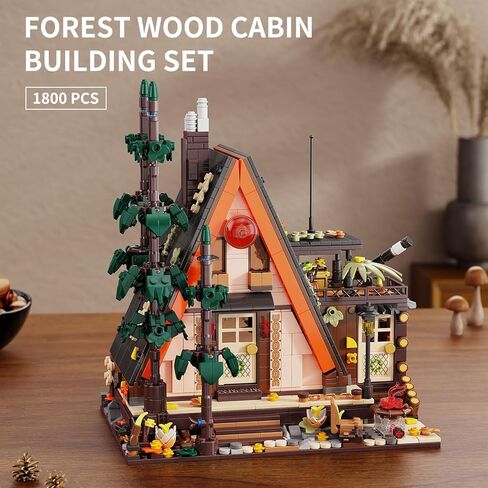 Wood Cabin Building Blocks Set with LED Lights,1800 PCS Wooden Forest House BuildingToys,STEM Treehouse Construction Model,Birthday Gift for Adults Teens Boys Girls Age 8-12 in Kuwait