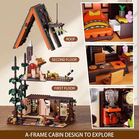 Wood Cabin Building Blocks Set with LED Lights,1800 PCS Wooden Forest House BuildingToys,STEM Treehouse Construction Model,Birthday Gift for Adults Teens Boys Girls Age 8-12 in Kuwait