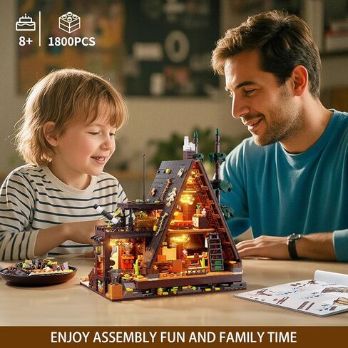 Wood Cabin Building Blocks Set with LED Lights,1800 PCS Wooden Forest House BuildingToys,STEM Treehouse Construction Model,Birthday Gift for Adults Teens Boys Girls Age 8-12 in Kuwait
