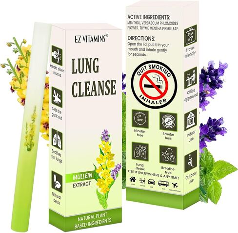 Lung Cleanse Herbal Diffuser Pen - Non Electric Botanical Aromatherapy Inhaler to Improve Lungs, Breathing and Quitting Bad Habit - 100% Tobacco & Nicotine-Free Smokeless Inhalers (2 Pack) in Saudi Arabia