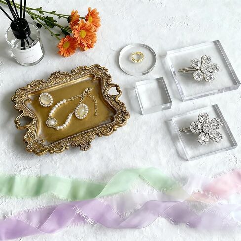 Vintage Gold Jewelry Trays - Small Ring Holder Jewelry Dish, Antique Trinket Dish, Decorative Key Plate, Birthday & Wedding Gifts for Women, Room Wedding Decor in Kuwait