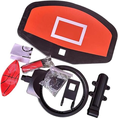 Trampoline Basketball Hoop Fits 25mm-32mm Straight and Curved Pole Universal Accessories Easy to Install Attachment with Basketball and PumpYellow, in Saudi Arabia