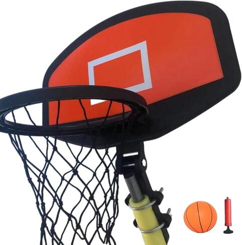 Trampoline Basketball Hoop Fits 25mm-32mm Straight and Curved Pole Universal Accessories Easy to Install Attachment with Basketball and PumpYellow, in Saudi Arabia