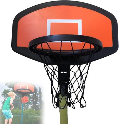 Trampoline Basketball Hoop Fits 25mm-32mm Straight and Curved Pole Universal Accessories Easy to Install Attachment with Basketball and PumpYellow, in Saudi Arabia