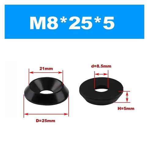 غسالة مخروطية غاطسة 1 قطعة مادة سوداء مقعرة محدبة غسالة/غسالة عين السمكة M3M4MM5M6(M8x25x5 -مدبب) in Kuwait
